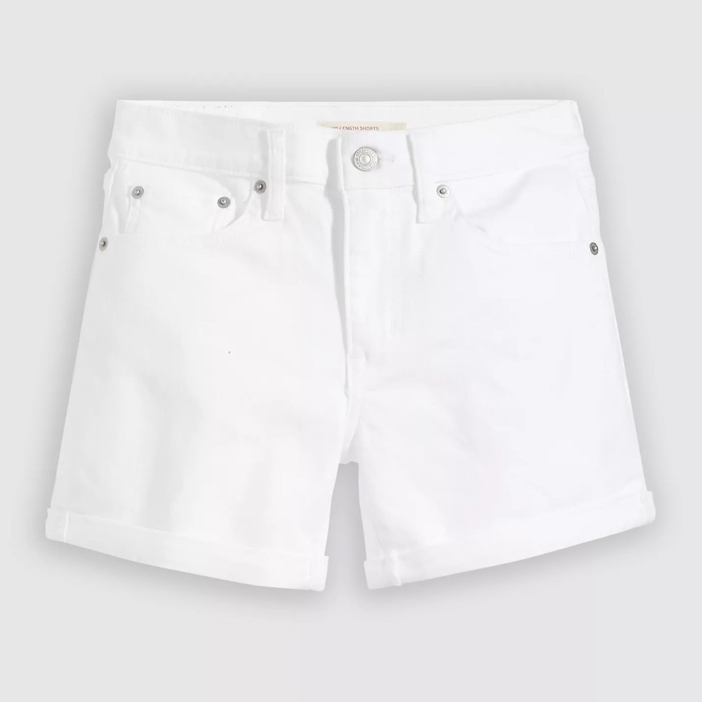 Levi's White Mid-Length Jean Shorts